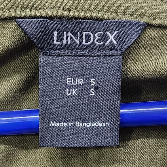 Lindex Top Womens UK/US Small Green Sleeveless Pleat Shoulder V-Neck Silky Flowy - Picture 4 of 10